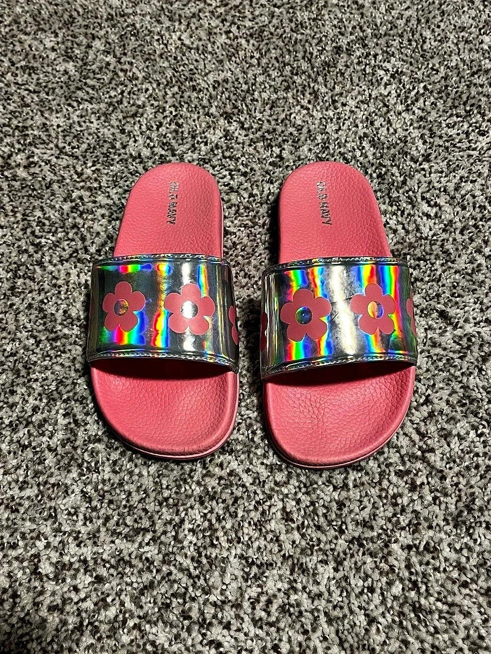 Old Navy Girls Floral Slide Sandals Pin US 1-2 Like New